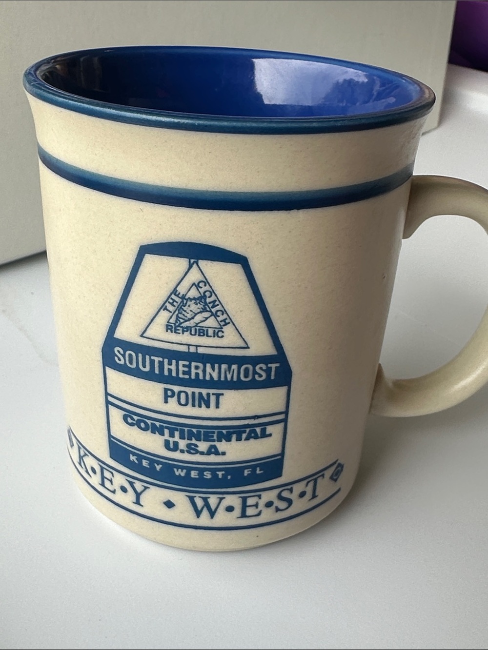 Conch Republic Key West Southernmost Point Blue Ceramic Coffee Mug souvenir